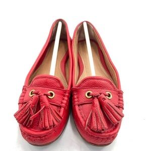 Like new! COACH Red Leather Tassel Loafers – Size 7B